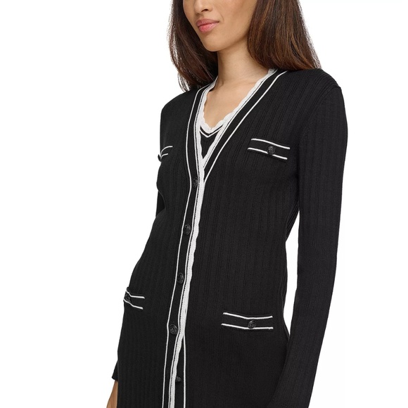 Karl Lagerfeld Paris Scalloped Trim Cardigan - Picture 2 of 11